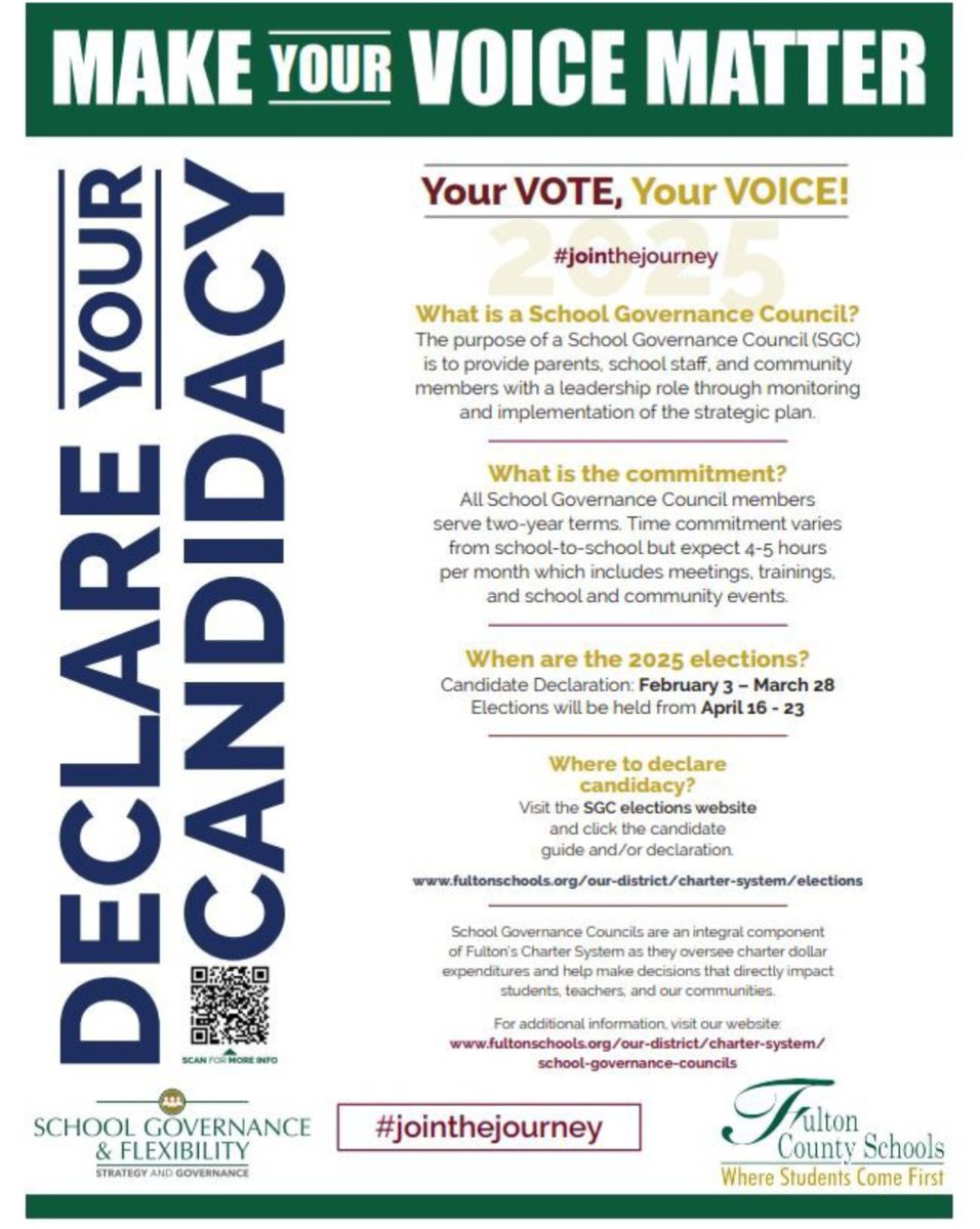 School Governance Council Candidate Declarations are now open!! Teachers and Parents, we need you! Declare Today! #jointhejourney