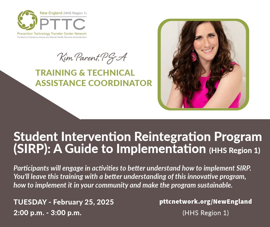 Join us on Feb 25, 2025, at 2:00 PM for a follow-up webinar on the Student Intervention Reintegration Program (SIRP): A Guide to Implementation.

REGISTER: pttcnetwork.org/event/student-…