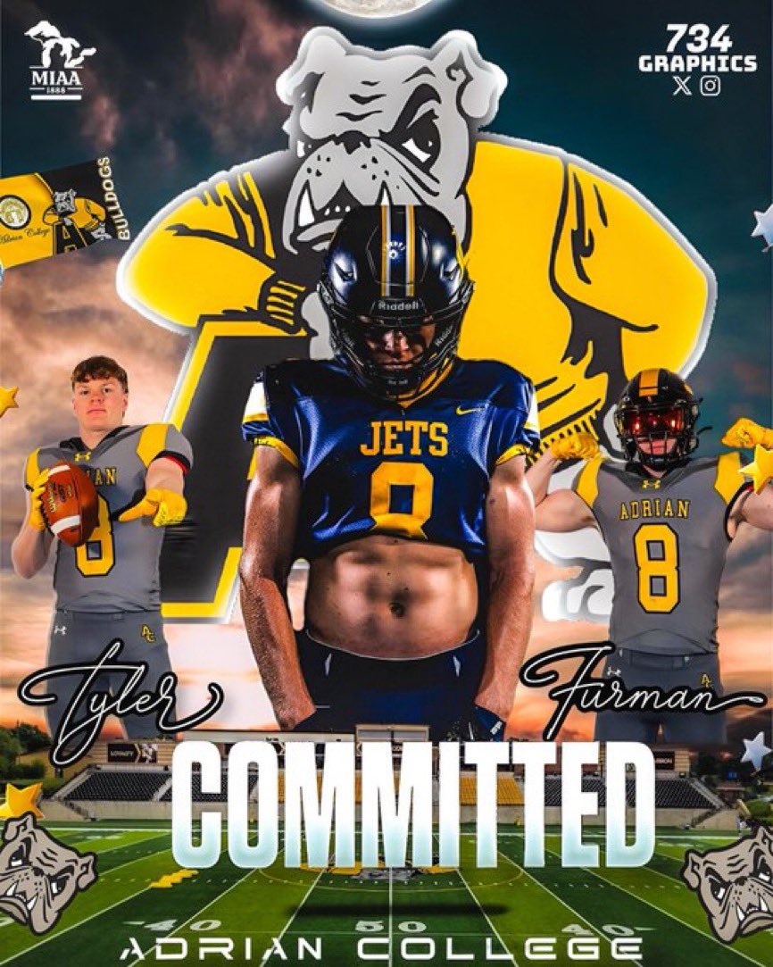 Tyler Furman (@tylerfurman8) on Twitter photo #AGTG After hard thought and consideration, I am blessed to take my academic and football career to Adrian College! Thank you to my family, coaches, friends, and everyone who has helped me along this journey. I can’t wait to get to work! Go Dawgs!! 🟡⚫️ <a href="/AdrianCollegeFB/">Adrian College Football</a> #AGTG After hard thought and consideration, I am blessed to take my academic and football career to Adrian College! Thank you to my family, coaches, friends, and everyone who has helped me along this journey. I can’t wait to get to work! Go Dawgs!! 🟡⚫️ <a href="/AdrianCollegeFB/">Adrian College Football</a>