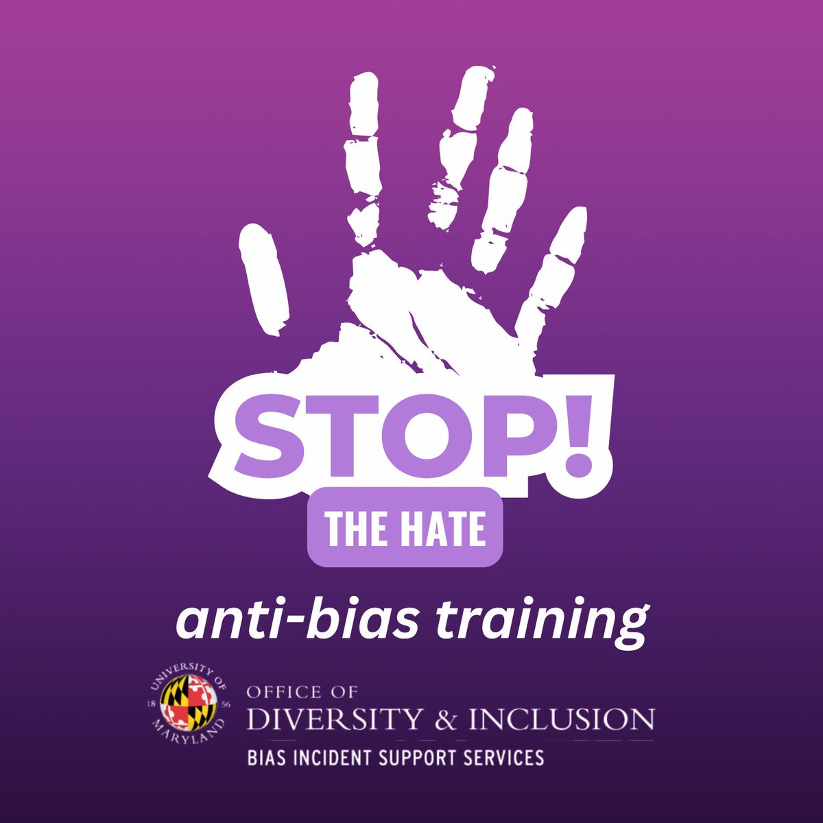 Spring "Stop the Hate" trainings start today! These are free one-hour Zoom introductions to campus bias resources with our Bias Incident Support Services (BISS) unit. Open to any UMD community member! Register at go.umd.edu/stop-the-hate.