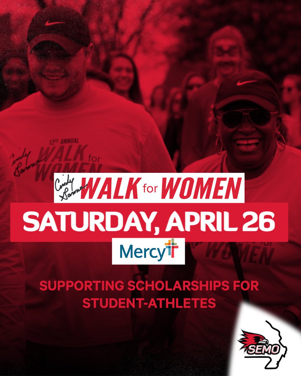 SEMORedhawks's tweet photo. Happy National Girls &amp; Women in Sports Day!!!

Sign-up to be a team captain for the Mercy Cindy Gannon Walk for Women on 4/26. You’ll be invited to an exclusive Team Captain kick-off experience hosted 
@ Board &amp; Brush Cape Girardeau.

🔗 
https://t.co/O8py70X3x8

#FeelinRowdy https://t.co/TNwbPFiM2d