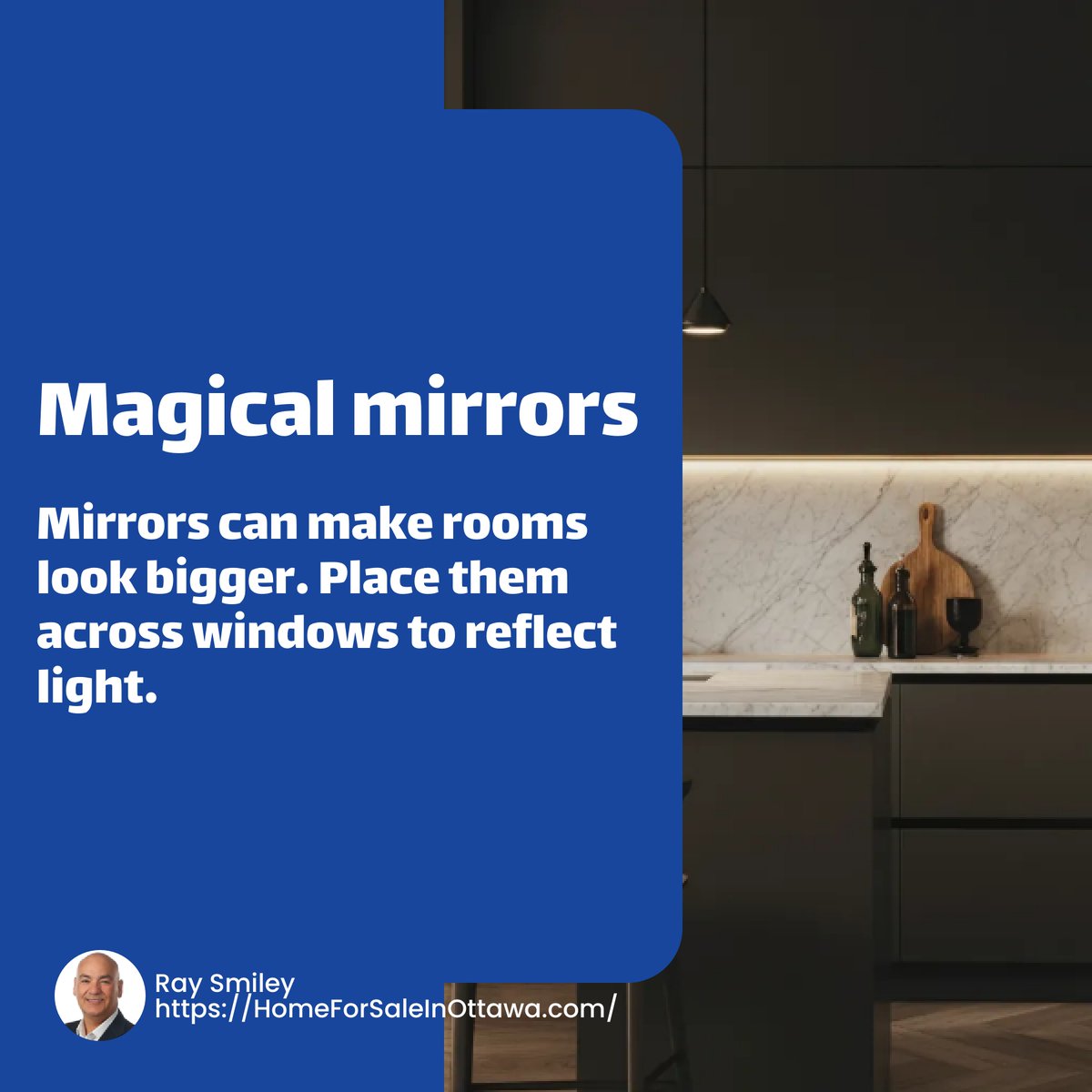 Remaxraysmiley's tweet image. Unlock the magic of space! 🪄 First-time buyers, want your small Ottawa condo to feel like a mansion? Pro tip: Use mirrors to expand rooms &amp;amp; light to lift ceilings. 🌟 What’s your go-to space hack? Share below and let’s make it cozy! #SmallSpaceHacks