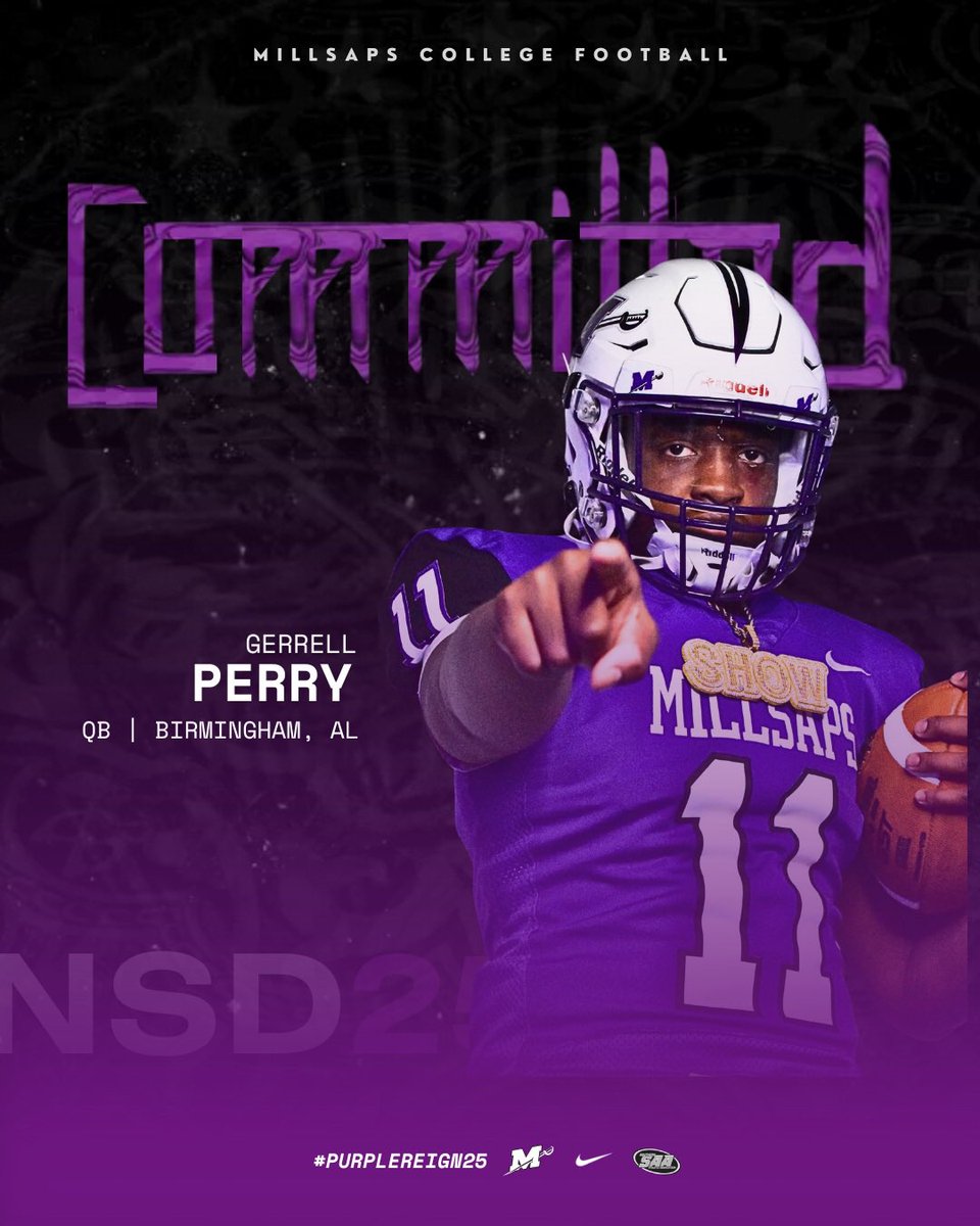 #Committed

Gerrell Perry, QB
Banks HS
Birmingham, AL

#NSD25 | #PurpleReign25