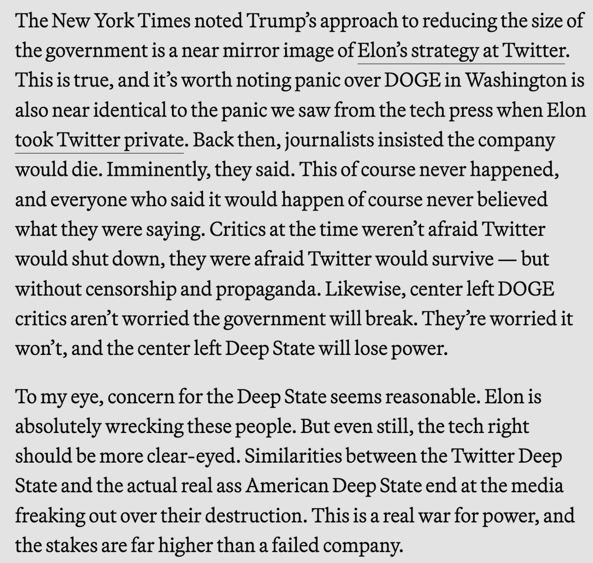 "Deep State (They /them) vs. the Wonder Boys." I find myself in violent agreement with this brilliant essay by <a href="/micsolana/">Mike Solana</a>. Everyone should read it.