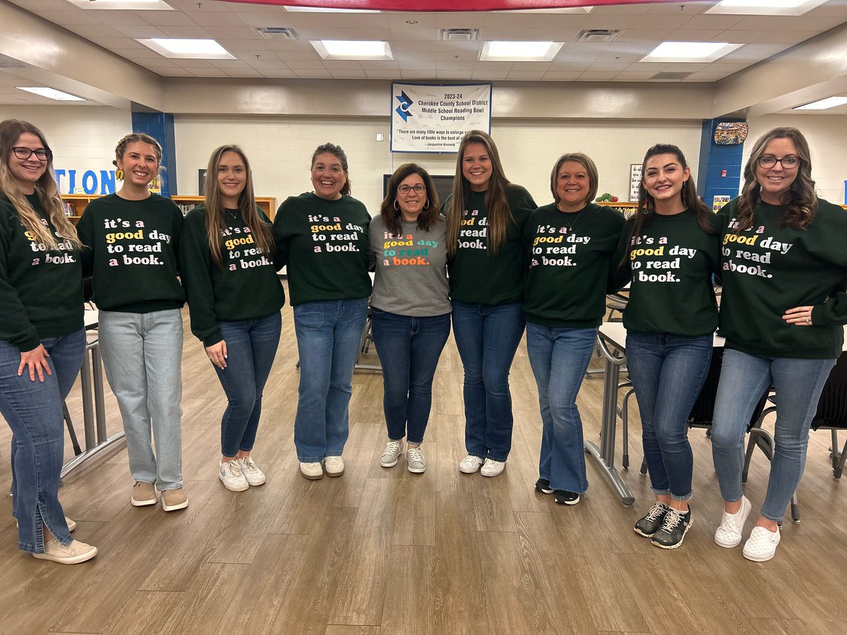 Starting the day with this amazing group of teachers as we get ready to kick off #WorldReadAloudDay! Love sharing this day with our students! You are never too old to be read to! <a href="/CherokeeSchools/">Cherokee Co. Schools</a> <a href="/CcsdMedia/">MediaCCSD</a>