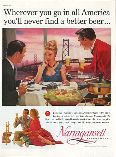 Gansettbeer's tweet photo. A fitting ad to resurface since we recently expanded into San Francisco! You can once again enjoy a 'Gansett from coast to coast.
#vintage #ad #beer #beerad #narragansett #gansettbeer #america #americanbeer https://t.co/uH5f8c9Q0S