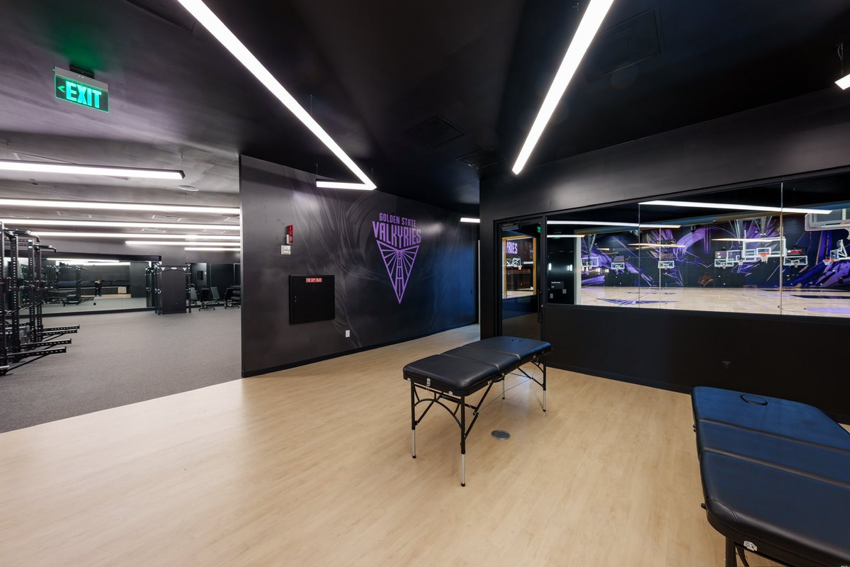 A first look at the Valkyries Performance Center, which will officially be unveiled later today. It features 31,800 square feet of training and development space, including of two full-size basketball courts and 17 basketball hoops.