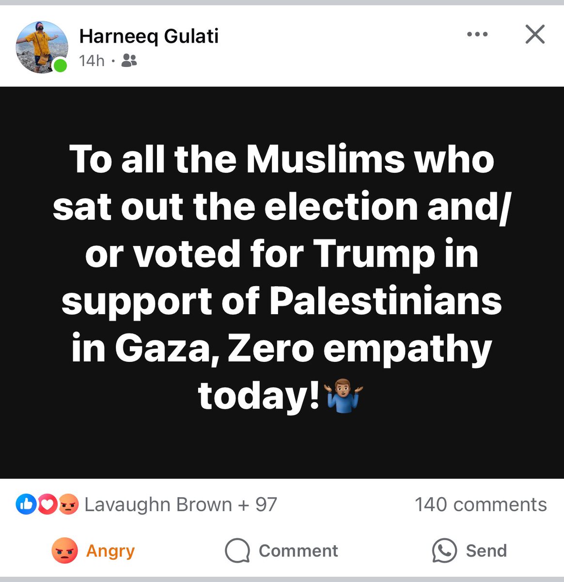 It’s posts like these all over Facebook that have made me given up hope in the Democrats and having rational political discussion with them. The only sane people are either on in the middle or are independents.