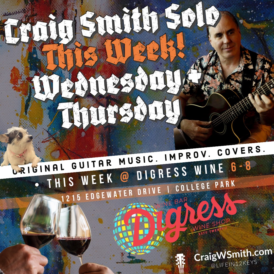 Lifein12K's tweet photo. Back @DigressWine tonight! 6-8. We have some new music and some new #wine on the menu! 🍷🎸♭��🔥⭐️❤️ Come hang out!

#SoloGuitar #AcousticGuitar #TaylorGuitars #GuitaristsofInstagram #wine #CollegePark #Giglife https://t.co/qdM6hFQVNA