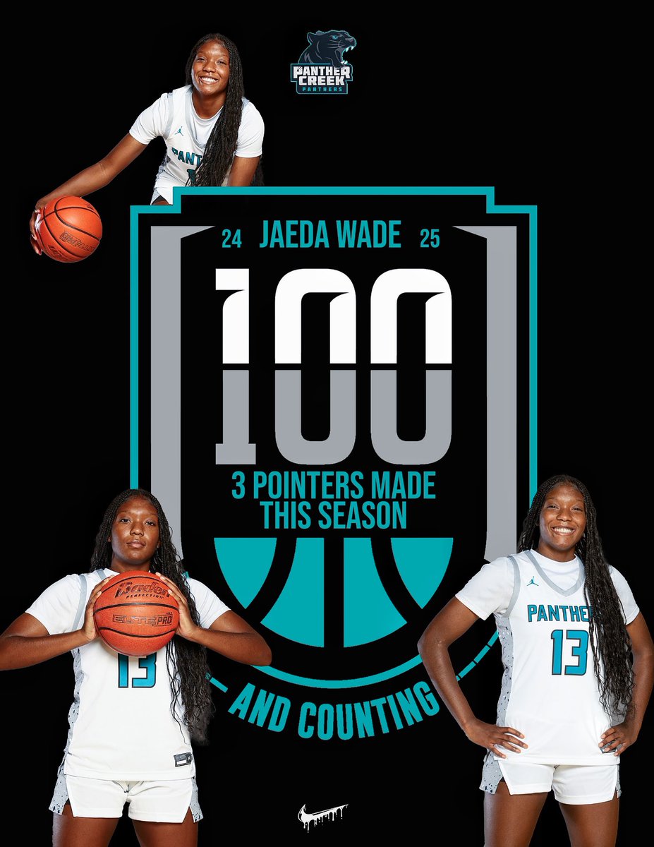 Panther Creek Girls Basketball (@pchsgirlsbb) on Twitter photo Last night we celebrated <a href="/jaeda_wade25/">Jaeda Wade</a> passing the 1000 point milestone AND hitting 100 3s in a season!! A BUCKET GETTER!!!! Last night we celebrated <a href="/jaeda_wade25/">Jaeda Wade</a> passing the 1000 point milestone AND hitting 100 3s in a season!! A BUCKET GETTER!!!!