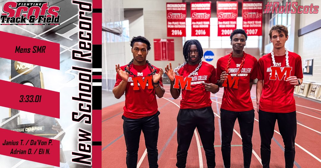 ‼️School Record‼️

Congrats to this talented group for breaking the school record in the Sprint Medley Relay (200-200-400-800)! Not only did they break the school record, but they also hold the facility record at Grinnel, IA and are ranked #1 in the conference 👏🏼 

#RunScots🔴⚪️