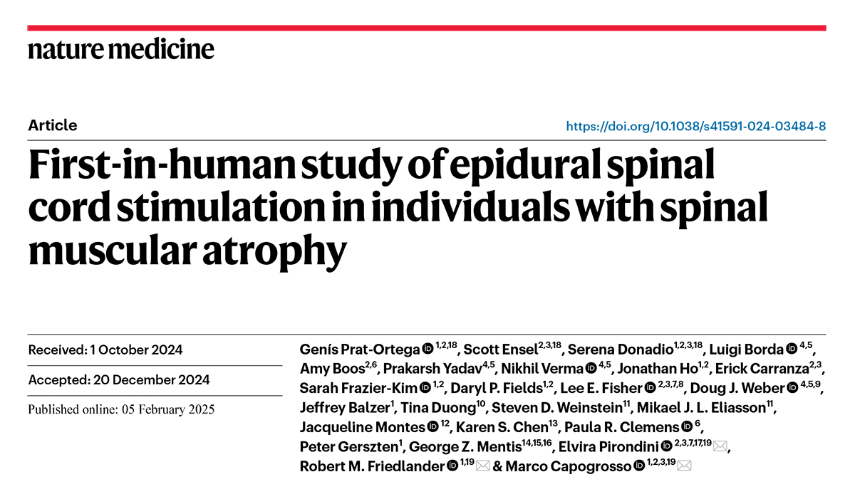 Pitt Neurosurgery (@pittneurosurg) on Twitter photo Study shows electrical stimulation of sensory afferents alleviated motor deficits with SMA through a combination of immediate assistive effects and therapeutic effects that appeared over time with SCS OFF. nature.com/articles/s4159… <a href="/MCapogrosso/">Marco Capogrosso</a> <a href="/ElviraPirondini/">Elvira Pirondini</a> <a href="/DrRFriedlander/">Robert Friedlander</a> Study shows electrical stimulation of sensory afferents alleviated motor deficits with SMA through a combination of immediate assistive effects and therapeutic effects that appeared over time with SCS OFF. nature.com/articles/s4159… <a href="/MCapogrosso/">Marco Capogrosso</a> <a href="/ElviraPirondini/">Elvira Pirondini</a> <a href="/DrRFriedlander/">Robert Friedlander</a>