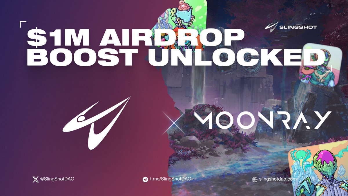 Slingshot DAO (@slingshotdao) on Twitter photo Skyrocket Your $1M Airdrop Rewards with Moonray GODSPAWN!
<a href="/moonraygame/">Moonray.game</a> brings the future of Web3 gaming to life with its beautifully crafted GODSPAWN NFTs.
Holding one earns you huge points in GameFactory, putting you in a prime position to claim from the $1M Airdrop pool. Skyrocket Your $1M Airdrop Rewards with Moonray GODSPAWN!
<a href="/moonraygame/">Moonray.game</a> brings the future of Web3 gaming to life with its beautifully crafted GODSPAWN NFTs.
Holding one earns you huge points in GameFactory, putting you in a prime position to claim from the $1M Airdrop pool.