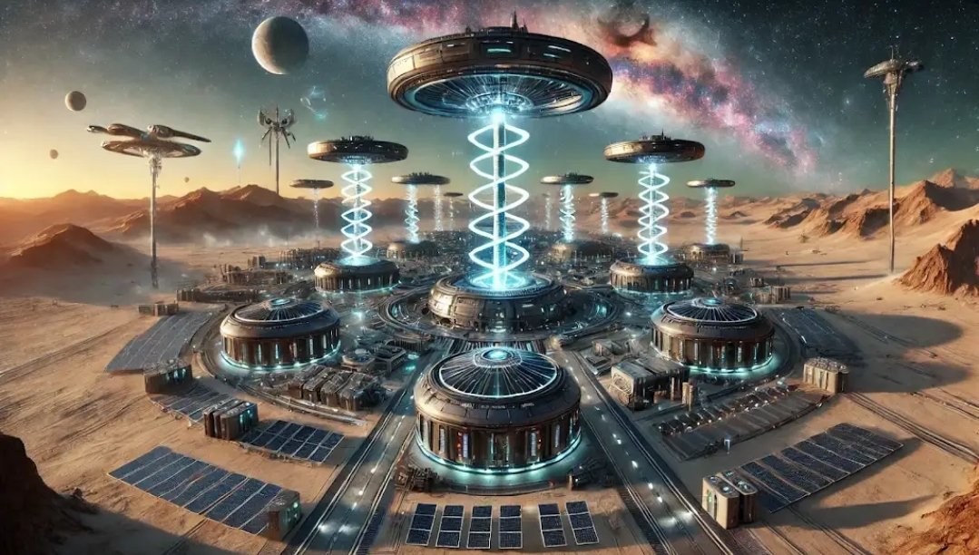 SAlienxandre's tweet image. Futuristic planetary base powered by the Omnicore Hybrid Energy System