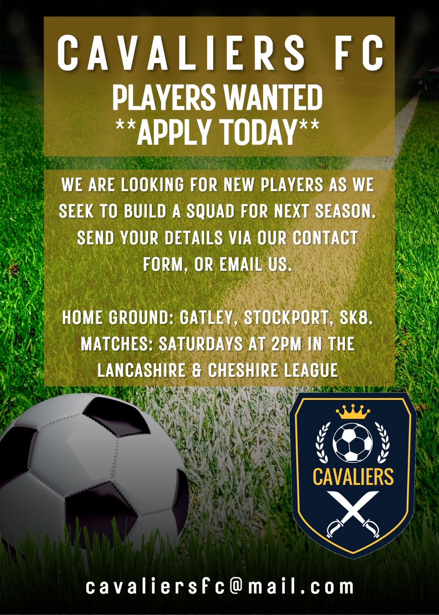 Players Wanted. All positions.
Friendly on Feb 8th to try out for the team. Ideally you will have played at a good level before.
Send your details via this link - tally.so/r/mDd8Xp. If you aren't available every Saturday or for training on Thursdays, then look elsewhere.