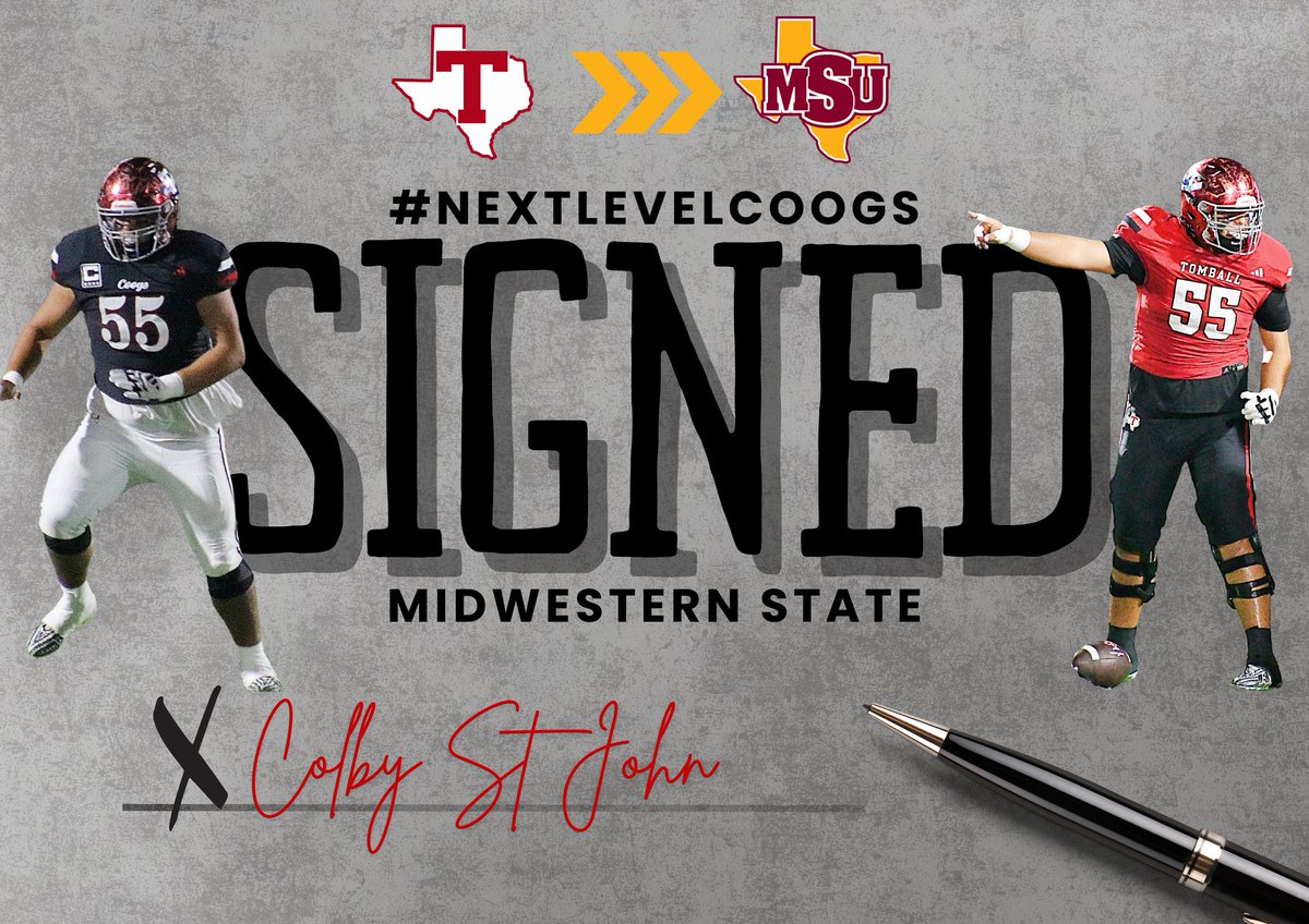 Tomball Cougar Football (@footballtomball) on Twitter photo Congratulations to <a href="/ColbyStJohn2006/">Colby St John</a> for his signing with <a href="/MSUTexasFB/">Midwestern State Football</a> today! #FHFT #CollinsStrong #NextLevelCoogs Congratulations to <a href="/ColbyStJohn2006/">Colby St John</a> for his signing with <a href="/MSUTexasFB/">Midwestern State Football</a> today! #FHFT #CollinsStrong #NextLevelCoogs