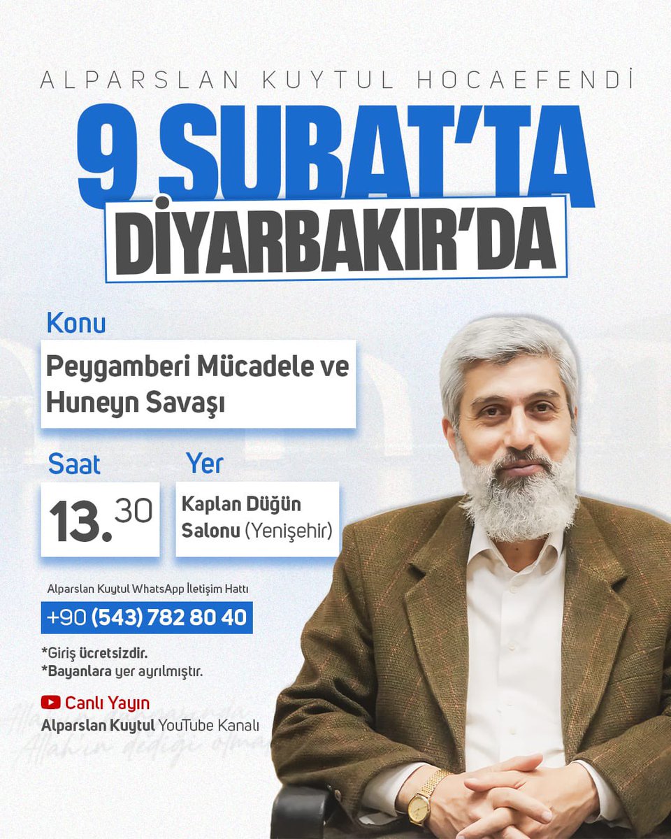 9Şubatta DiyarbakıraGeliyor
#FurkanKonferansları
