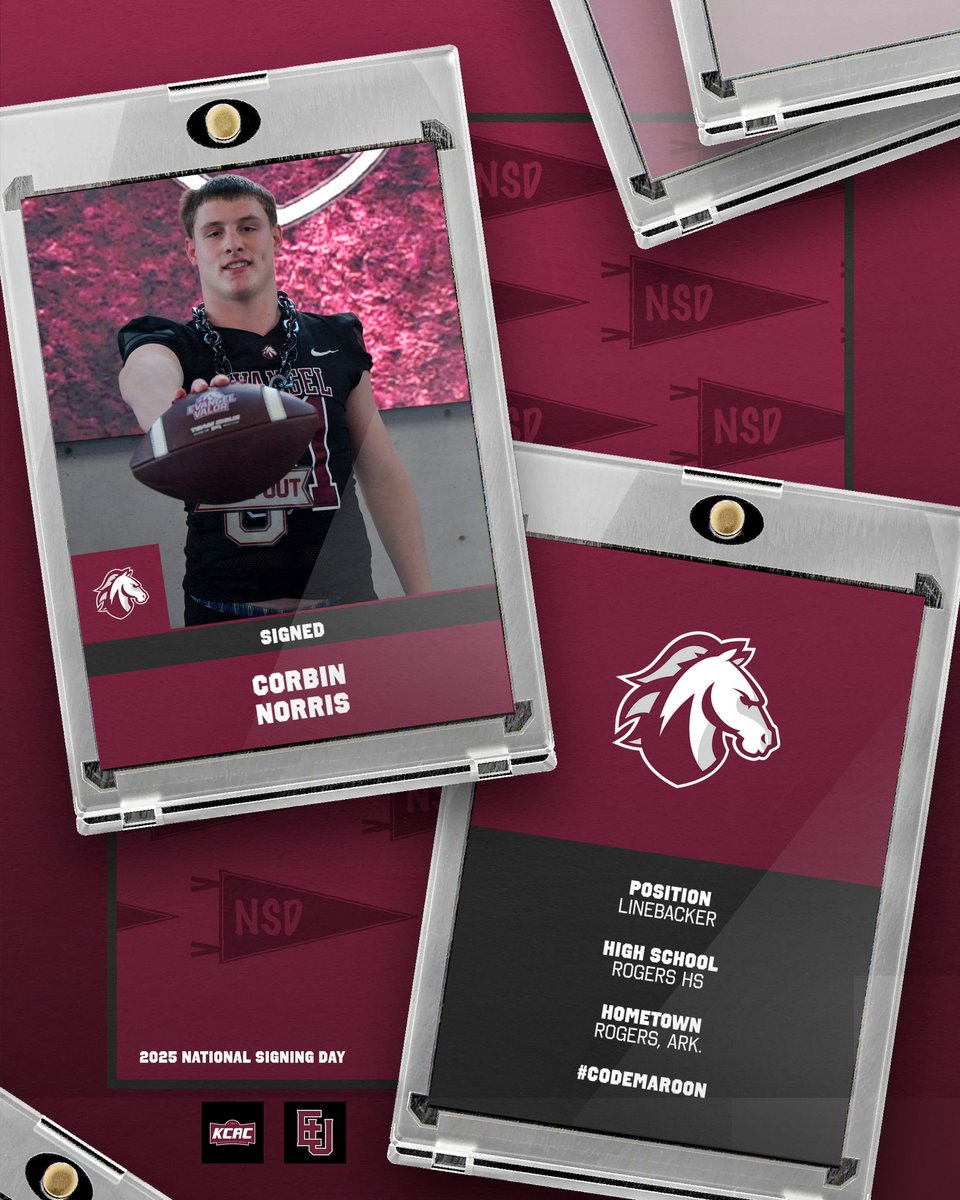 Welcome Corbin Norris to the Evangel Family! ✍️

🏈: Linebacker
🏫: Rogers HS
📍: Rogers, Ark.

#CodeMaroon // #NSD25