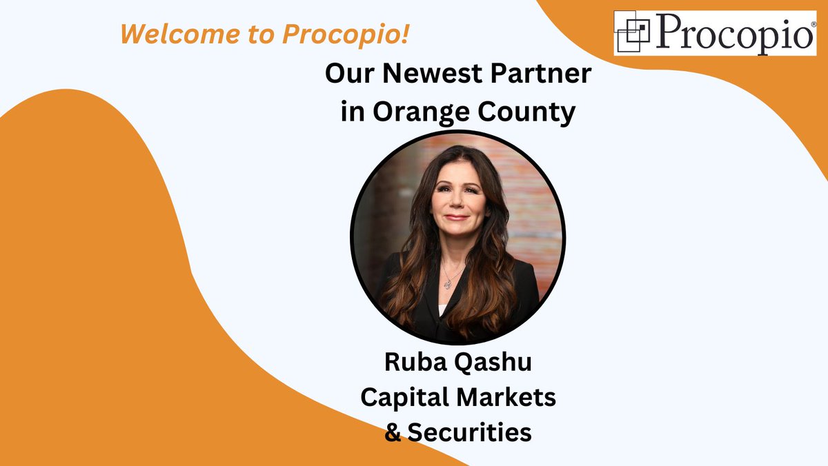 Please welcome our newest Partner, Capital Markets &amp; Securities whiz Ruba Qashu. She's based in our Irvine, CA, office and has nearly 20 years of experience serving clients across LA and OC. procopio.com/ruba-qashu-new…