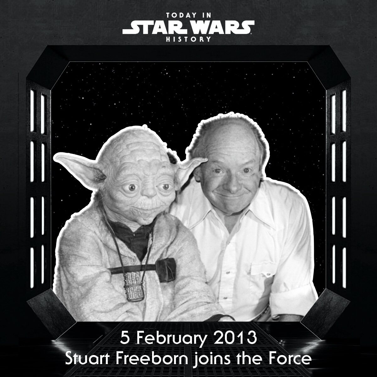 TodayinStarWars's tweet photo. 5 February 2013 #TodayinStarWarsHistory Remembering Stuart Freeborn, a pioneering movie makeup artist behind creatures such as Yoda and Chewbacca! #TheMakingofStarWars #StuartFreeborn https://t.co/mPQcxodZrF