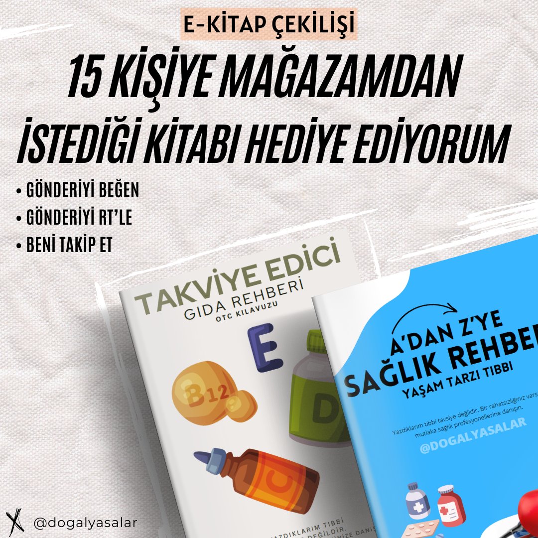 E-Kitap Çekilişi!

Sevgili dostlarım, harika bir çekiliş başlatıyorum:

➤ 15 şanslı kişi istediği e-kitabı kazanacak!
➤ Katılmak için yapmanız gerekenler:

○ Bu gönderiyi RT’lemek
○ Bu gönderiyi beğenmek
○ Beni takip etmek

Kazananları çekilişle belirleyeceğim ve sonuçları