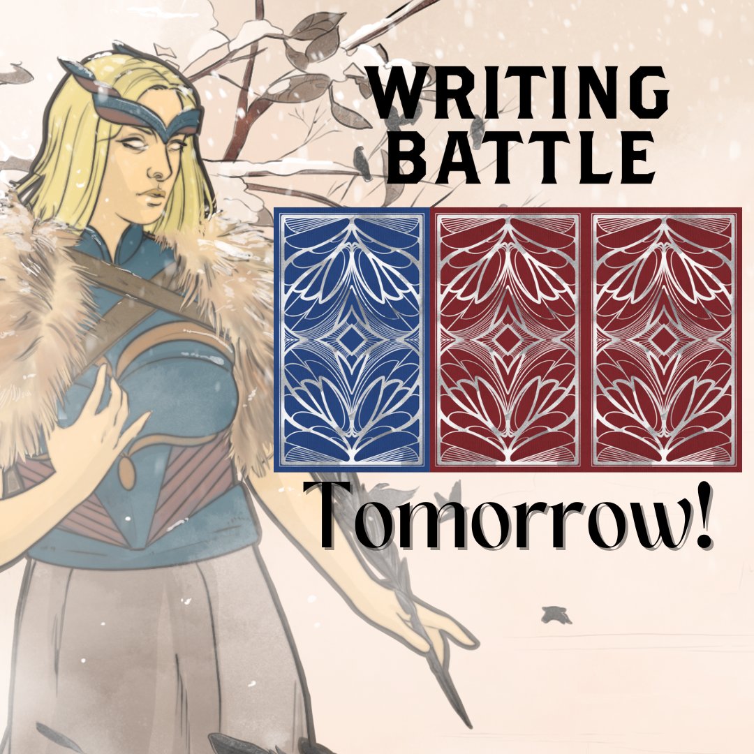 Tomorrow night the prompts drop. What will be in the cards for you?

writingbattle.com/join-battle

Join in on the fun. Prompts. Writing. Judging. Three days to write a 1000 word story.

Art by Vincenzo Ingenito

-The Writing Battle Team (Max and Teona Bjork)