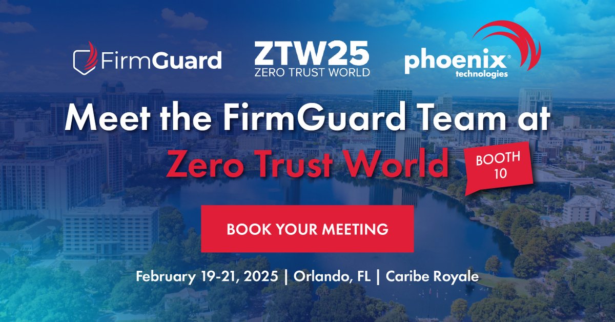 Heading to #ZeroTrustWorld? Make sure you swing by Booth 10 to meet our team. You'll learn:
✔️ Why BIOS firmware security is so critical
✔️ How FirmGuard can enhance technician efficiency
✔️ How MSPs can increase MRR with FirmGuard
 
More here: bit.ly/3WNHYnW
 
#ZTW25