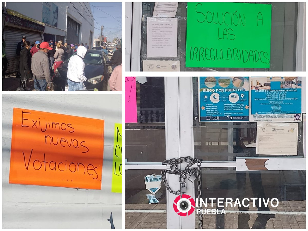 InteractivoPue_'s tweet photo. #AHORA 📣 || Habitantes de #SanPabloXochimehuacan, que se dijeron en contra de los resultados de #plebiscitos del pasado 26 de enero 🗳️, realizaron una #manifestación a las afueras de la presidencia auxiliar.
Exigieron la intervención del gobernador @armentapuebla_. https://t.co/w1dLHdrabU