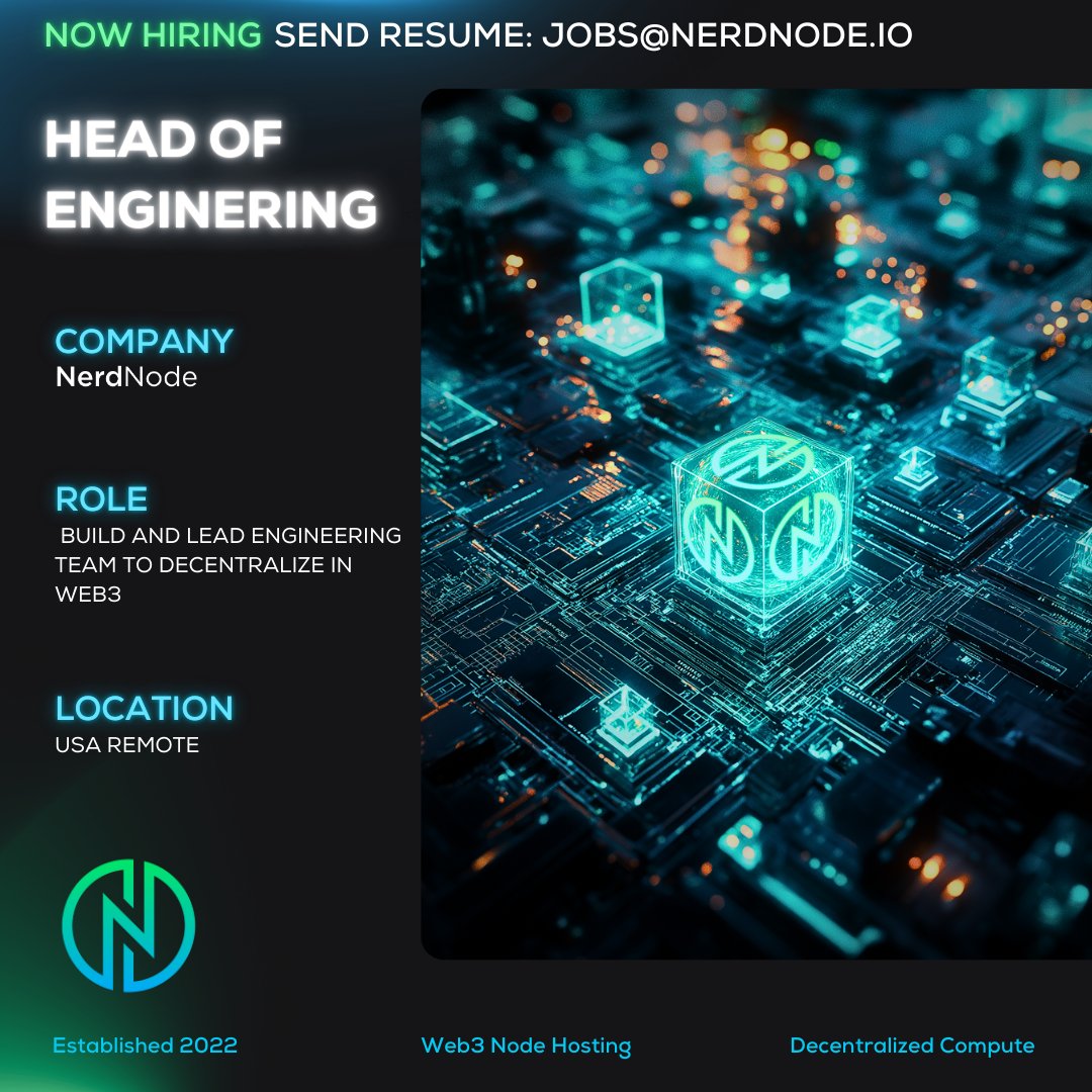 🚨 NOW HIRING! 🚨
We're looking for a Head of Engineering to lead our mission to decentralize Web3 using our node ecosystem and our DePIN infrastructure. 🌐

💡 Role: Build &amp; lead a Web3 engineering team
🌍 Location: Remote (USA)
🔗 Join us in shaping the future of