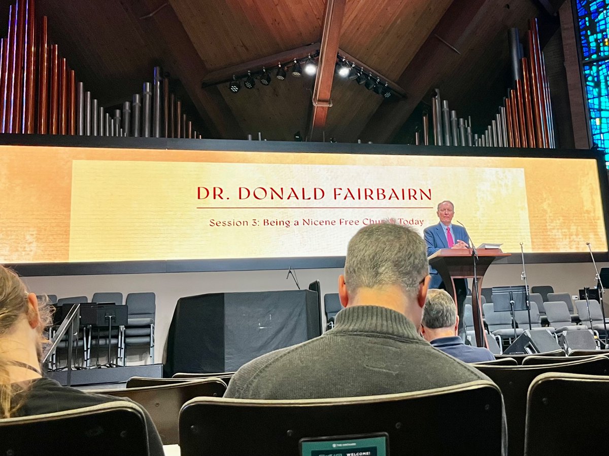 timetherington's tweet photo. Dr FairBairn helping us understand the Biblical nature of the Nicene Creed and rich Trinitarian theology. #EFCATheoConf https://t.co/81c1I51oRT