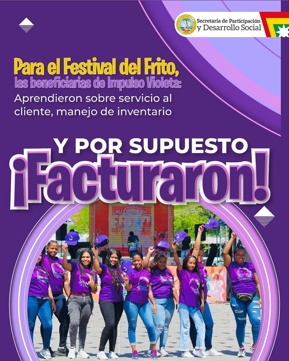 dumek_turbay's tweet photo. Las mujeres de #ImpulsoVioleta también facturaron en el #FestiFrito cartagenero 2025. Son madres cabeza de hogar y víctimas de VBG, que se encargaron de las bebidas del evento.
El impacto económico para sus hogares fue significativo.
Aquí algunos datos.
Seguimos transformando realidades en #Cartagena, ¡AVANZAMOS!