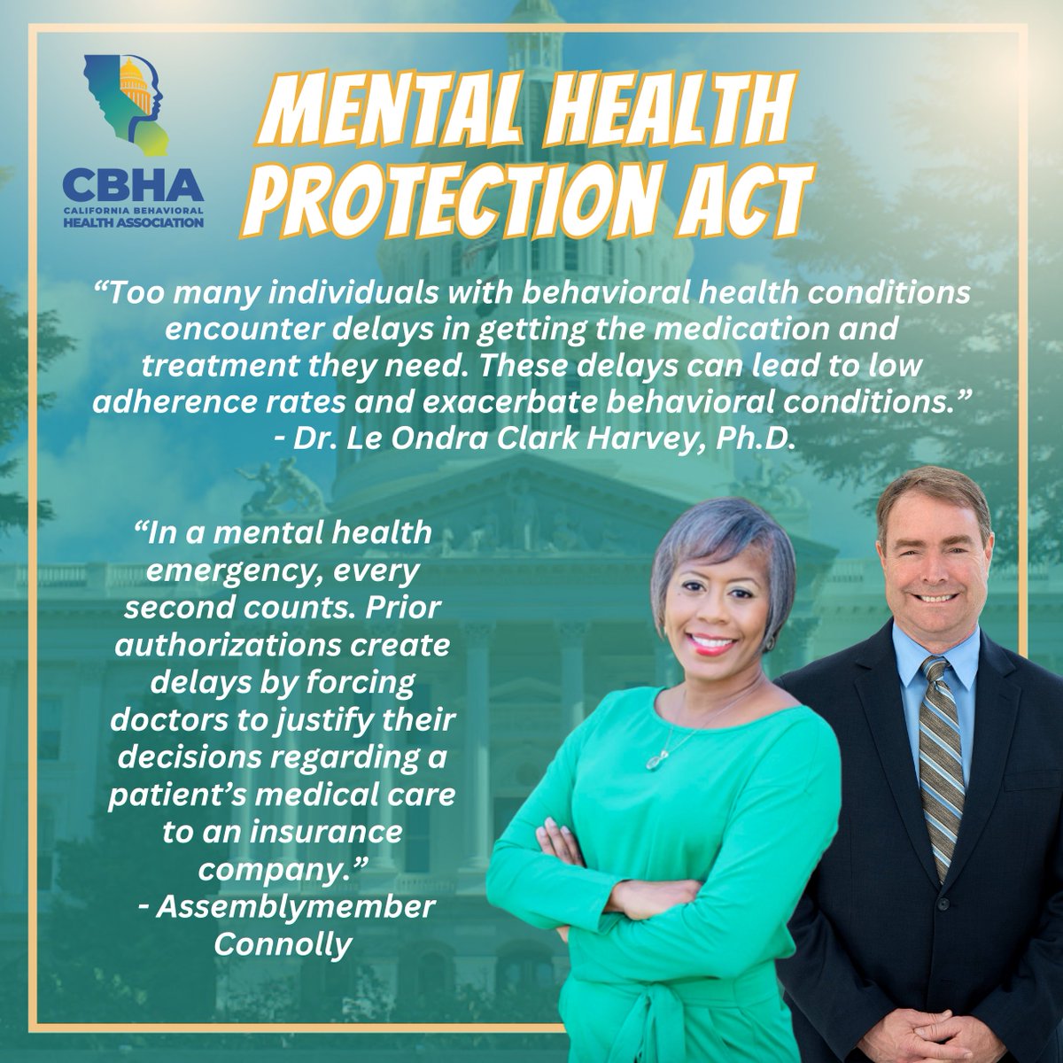 California Behavioral Health Association (@cbha_updates) on Twitter photo <a href="/AsmConnolly/">Assemblymember Damon Connolly</a> has introduced #AB384, the Mental Health Protection Act, aiming to eliminate prior authorization requirements for 24-hour inpatient mental health and substance use disorder treatments. This legislation ensures that during mental health emergencies, patients receive <a href="/AsmConnolly/">Assemblymember Damon Connolly</a> has introduced #AB384, the Mental Health Protection Act, aiming to eliminate prior authorization requirements for 24-hour inpatient mental health and substance use disorder treatments. This legislation ensures that during mental health emergencies, patients receive