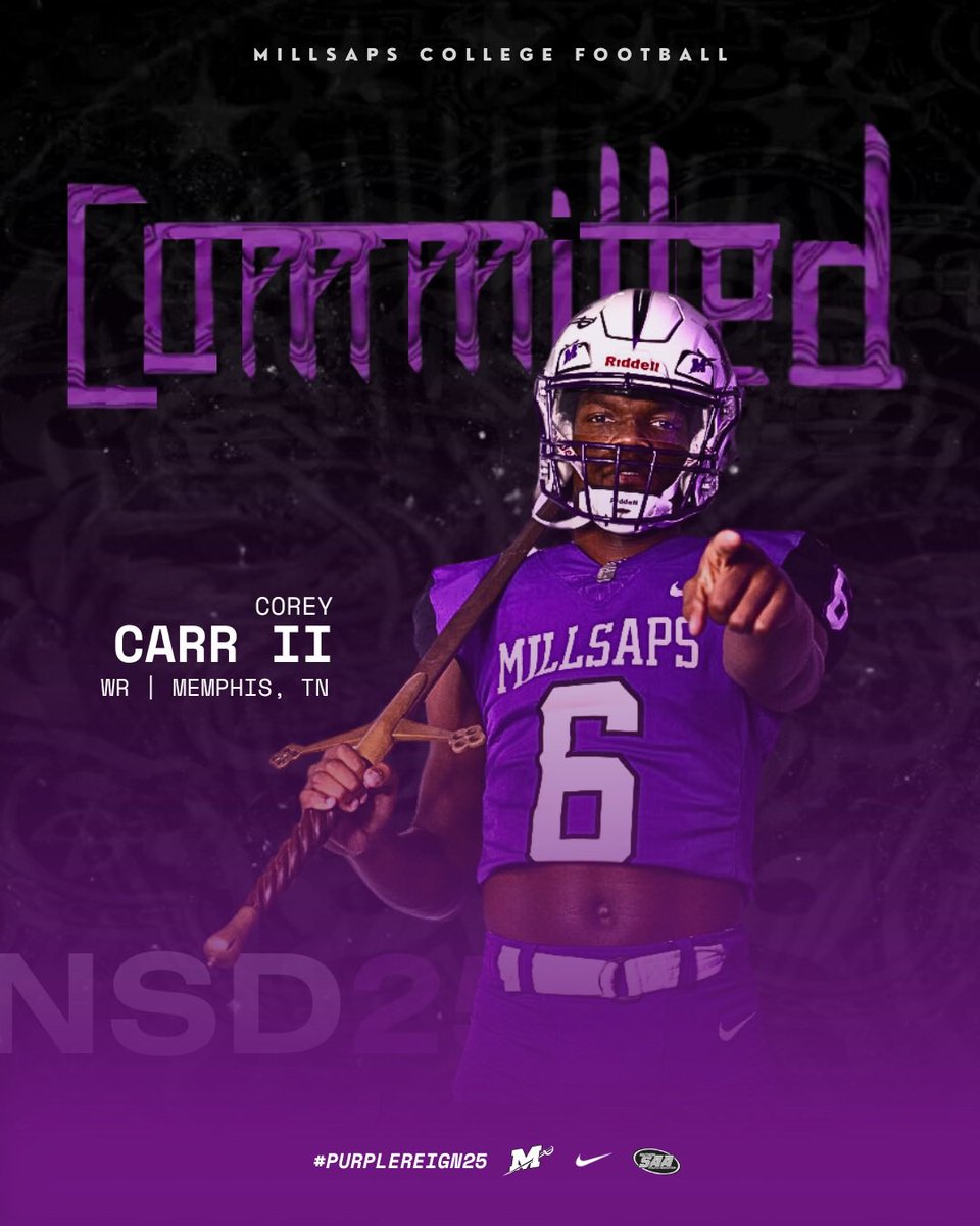 #Committed

Corey Carr II, WR
Westwood HS
Memphis, TN

#NSD25 | #PurpleReign25