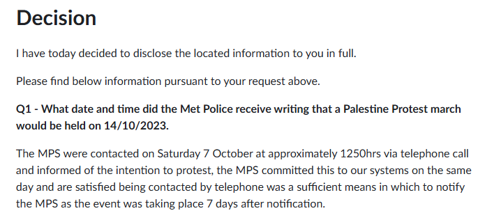 uprising_1's tweet image. BREAKING 🚨

After FOI request Met Police have released documents stating the first request for a national demonstration against Israel came on October 7th at 12:50!

As HAMAS was engaging in its butchery the demonstrations against ISRAEL were already being planned!