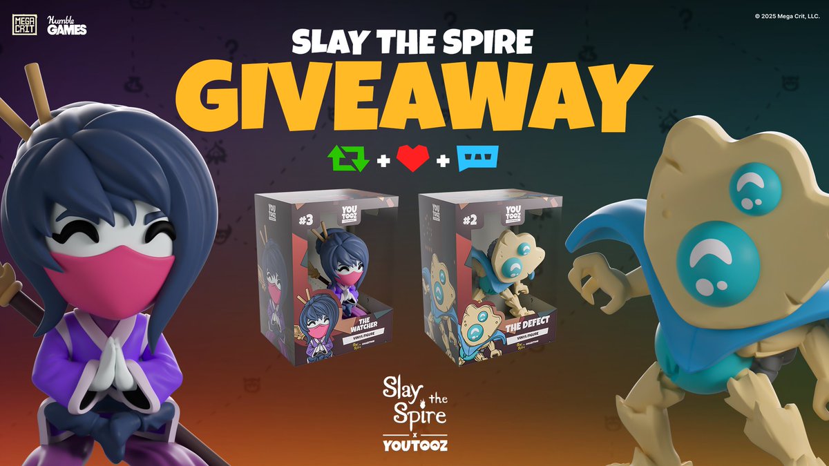slay the spire giveaway🗡️

❤️ like for the defect 
🔁 retweet for the watcher

we’ll announce 3 winners for each on monday⚔️