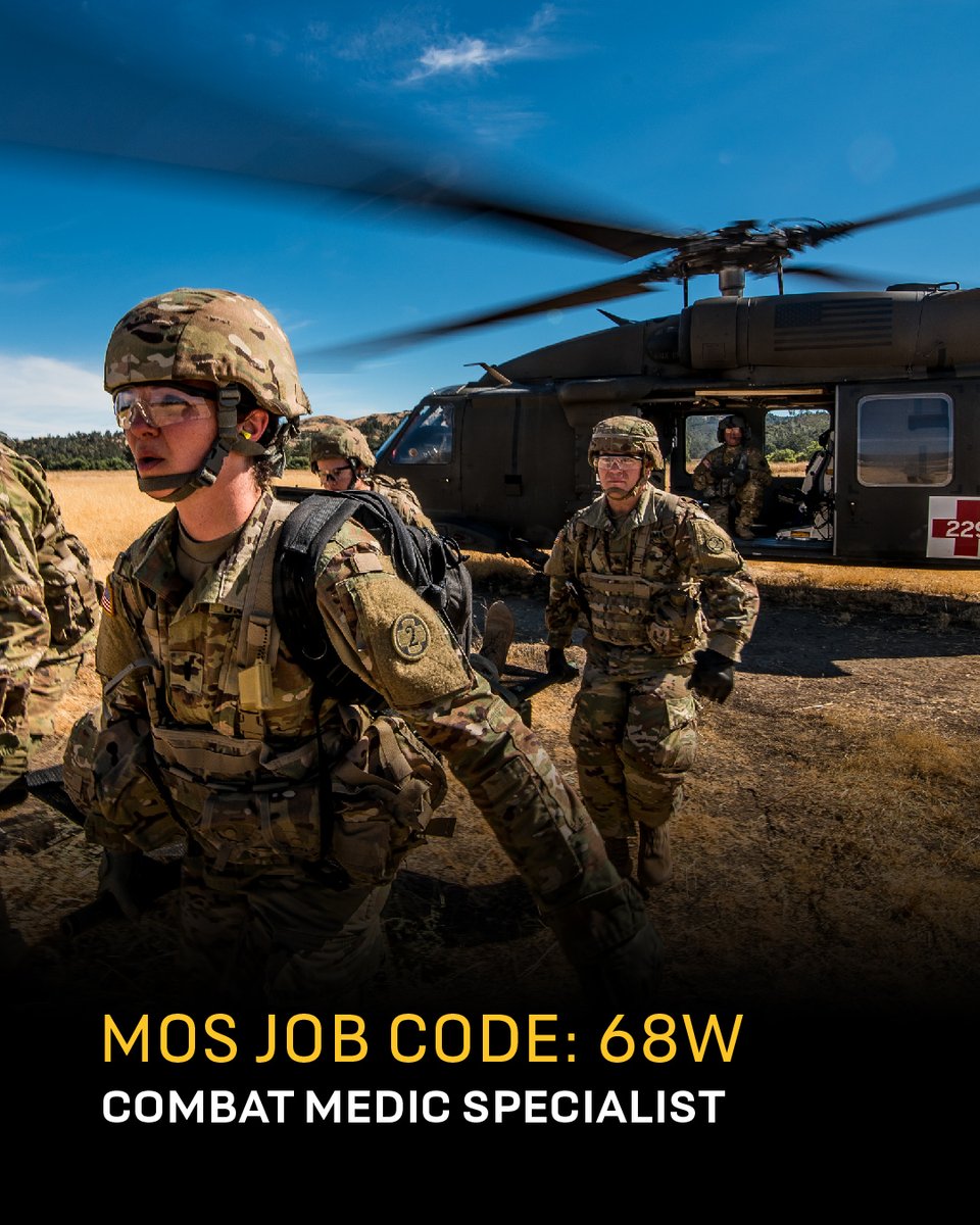 ⚠️ 🚨 🚨 KICK OFF YOUR MEDICAL CAREER NOW 🚨 🚨 ⚠️  

As a 68W Combat Medic Specialist, you'll administer emergency medical care in the field in both combat and humanitarian situations.

#oklahomacity #GoArmyOKC #OSU #OU #BeAllYouCanBe #68W #Oklahoma