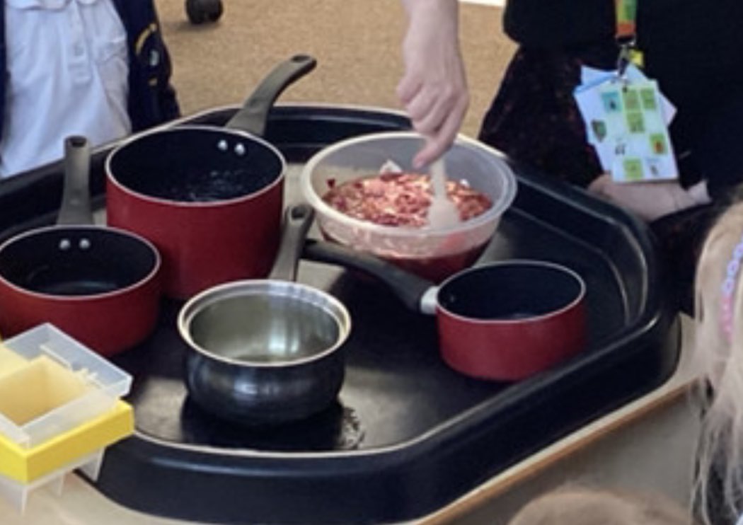 Lg025's tweet photo. I am a day late again @cosydirect but here is what was in our tuff trays today. We had a dinosaur swamp and a friendship soup. Lots of love language as the children played. #tufftraytuesday https://t.co/NnP50TFkpb