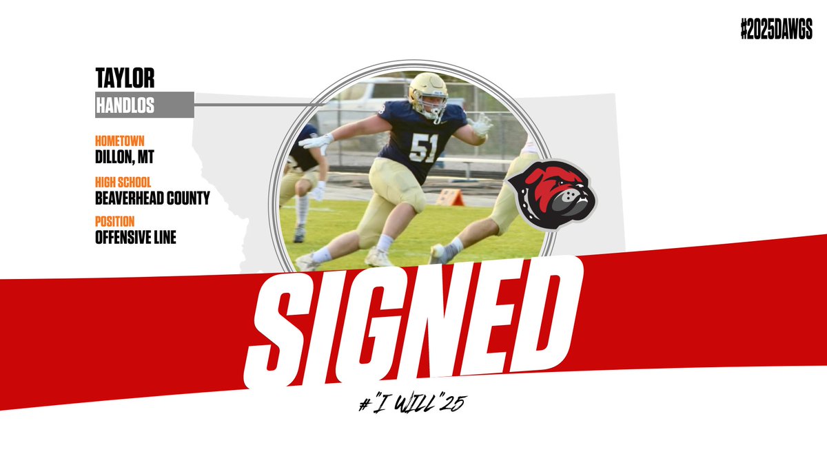 University of Montana Western Football (@umwfootball) on Twitter photo Straight out of Beaverhead County High School Montana, keeping the Bulldog Legacy alive in the family is Offensive Lineman Taylor Handlos!
<a href="/TaylorHandlos/">Taylor Handlos</a>
#"IWILL"25
#GoDawgs Straight out of Beaverhead County High School Montana, keeping the Bulldog Legacy alive in the family is Offensive Lineman Taylor Handlos!
<a href="/TaylorHandlos/">Taylor Handlos</a>
#"IWILL"25
#GoDawgs