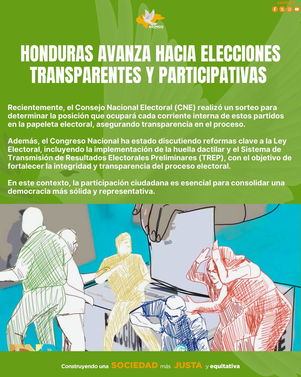 Honduras enfrenta un proceso electoral clave en 2025. Las elecciones primarias y generales definirán el futuro político del país. En ASONOG, creemos en una ciudadanía informada y activa. Infórmate, participa y haz que tu voz cuente.

#Honduras2025 #ParticipaciónCiudadana