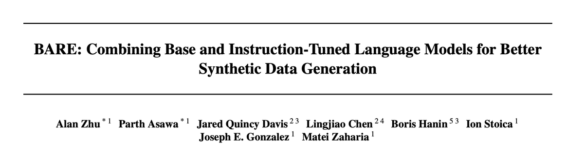 pgasawa's tweet image. Instruct-tuned models are getting better at following instructions and ‘reasoning’ every day, but they’re shockingly poor at generating diverse responses. Diversity is crucial to many tasks like synthetic data generation. We tackle this with a new approach, BARE 🐻! (1/n)