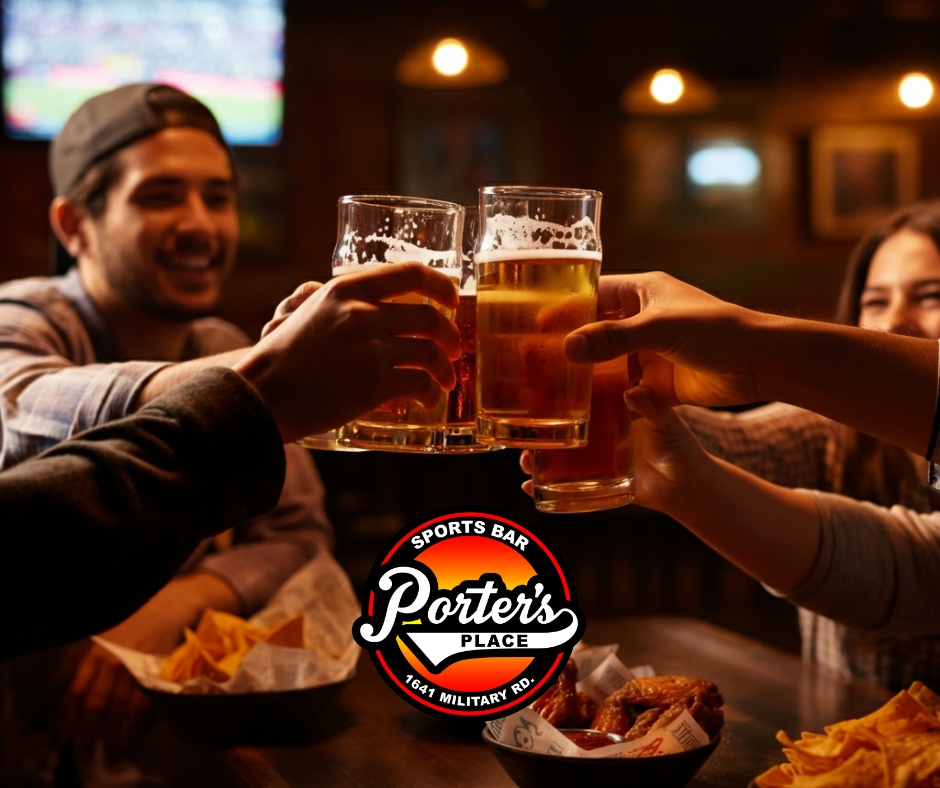 PortersPlace716's tweet photo. Cold beers, and good vibes—you can find it all at Porters Place! Join us this weekend for an evening of entertainment, delicious eats, and the best company in town. 🍔 

#FootballNights #GoodEats #SportsBarLife https://t.co/f3LdchAxNE