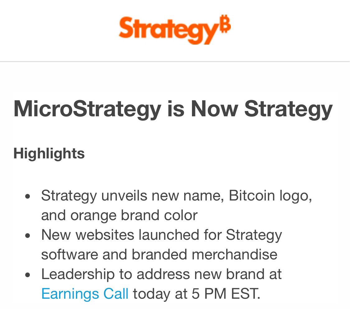 🇺🇸 MICROSTRATEGY CHANGES ITS NAME TO STRATEGY: BBG 👀