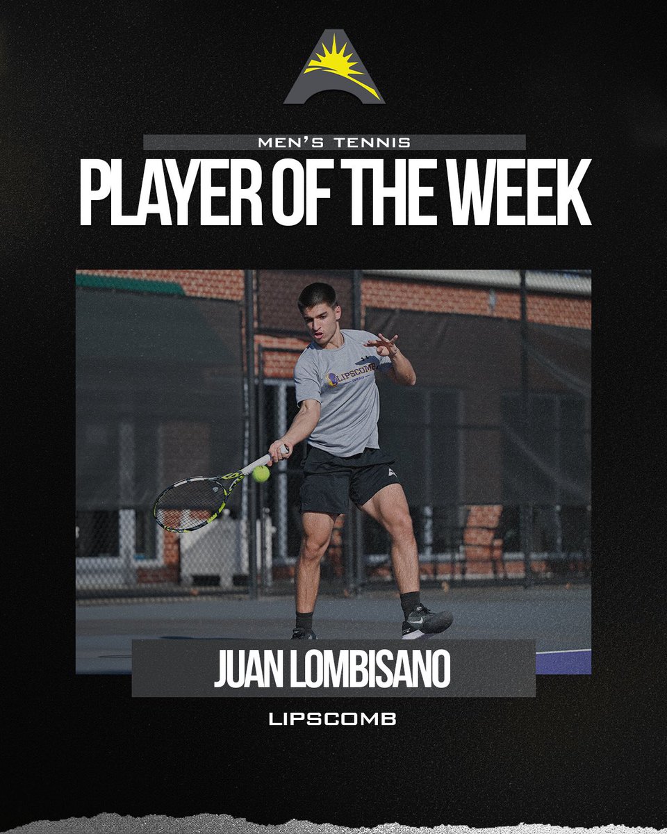 ASUNSports's tweet photo. Lipscomb’s Juan Lombisano claims this weeks #ASUNMTEN Player of the Week honor! 🎾💪

🔗 https://t.co/mqGM3o0q05 https://t.co/b16cKxXojj