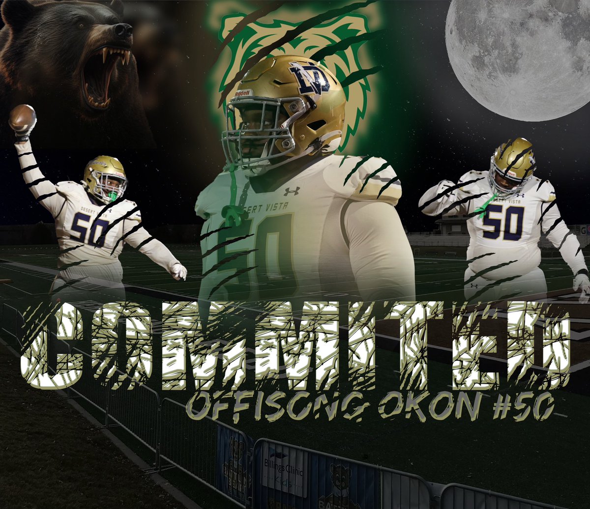 Offisong Okon (@offisongokon) on Twitter photo Proud and blessed to announce my commitment to Rocky Mountain College!!🐻⚪️🟢 <a href="/CoachWil98/">Coach Wilson</a> <a href="/Coach_Stutz/">Chris Stutzriem</a> <a href="/Rocky_Football/">Rocky Football</a>
Made by <a href="/DominicBarreras/">Dominic Barreras</a> Proud and blessed to announce my commitment to Rocky Mountain College!!🐻⚪️🟢 <a href="/CoachWil98/">Coach Wilson</a> <a href="/Coach_Stutz/">Chris Stutzriem</a> <a href="/Rocky_Football/">Rocky Football</a>
Made by <a href="/DominicBarreras/">Dominic Barreras</a>