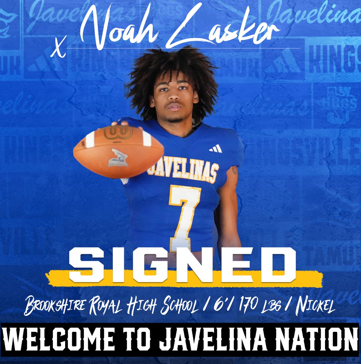 TAMUK Javelina Football (@javelinafb) on Twitter photo Got us a jack of all trades in the secondary!
Welcome to Javelina Nation, <a href="/noah_lasker11/">Noah Lasker</a>!
#GoJavelinas #NSD2025 Got us a jack of all trades in the secondary!
Welcome to Javelina Nation, <a href="/noah_lasker11/">Noah Lasker</a>!
#GoJavelinas #NSD2025