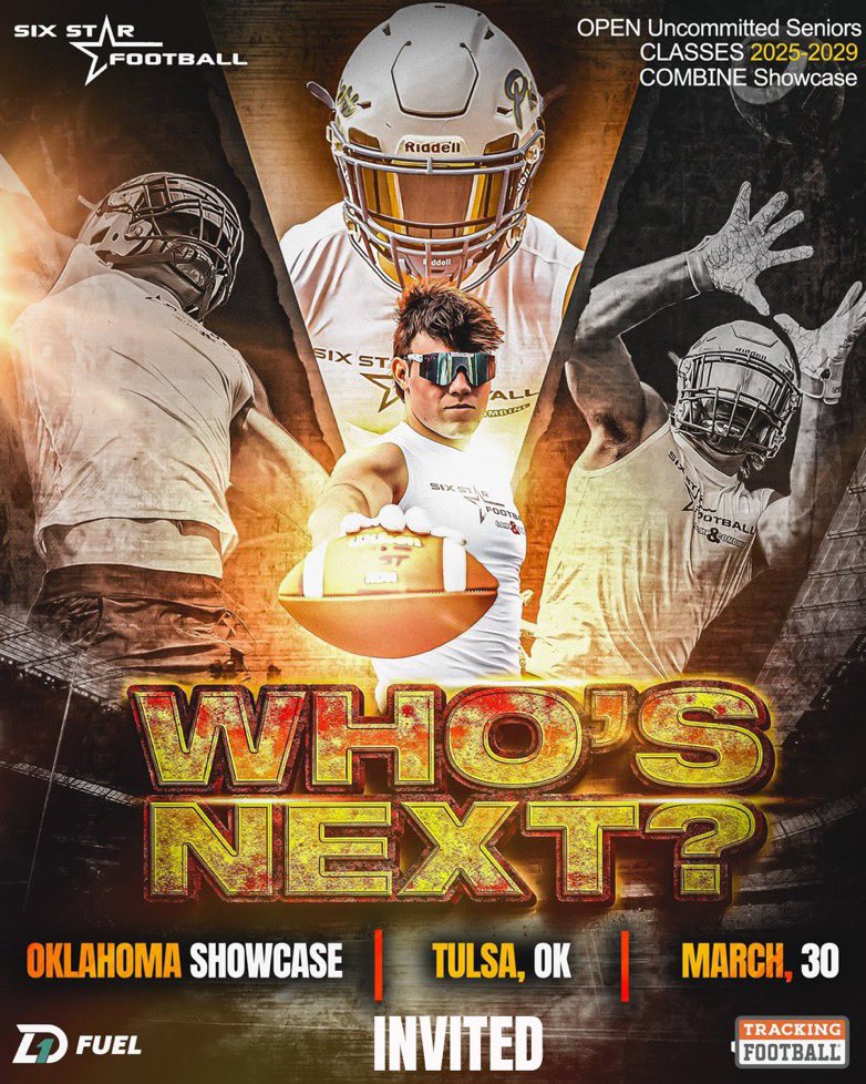 Thank you <a href="/sixstarfootball/">Six Star Football | PLUS+</a> for the invite

<a href="/rohawksfootball/">Red Oak Hawks Football</a>
<a href="/CLeichus/">Chris Leichus</a>
<a href="/_CoachROB__/">Coach Robinson</a>
<a href="/MRcoachP/">Jake Pierson</a>