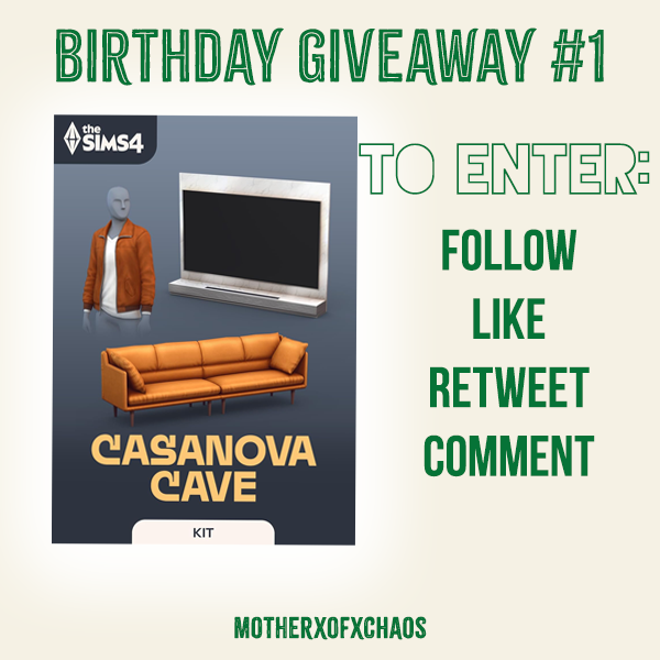 m0therx0fxcha0s's tweet photo. It's Giveaway Time!🎉
To celebrate my birthday this month I'm giving away a copy of the Casanova Kit! 
To enter all you have to do is:
💚Follow 
💚Like
💚Retweet
💚Comment your favorite thing about the Sims!

Drawing will be on 2/11/2025!
One Winner will be picked and sent a DM! https://t.co/IATC8zJiVp