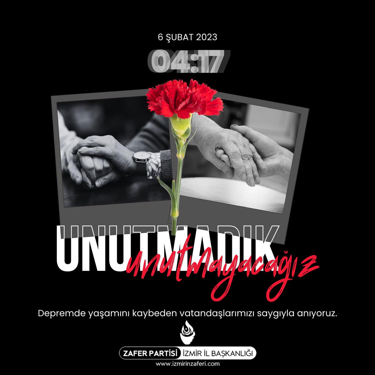 Sorumlularının belli olduğu, binlerce insanımız yok yere yaşamını yitirdiği bu felaketi unutmayacağız. Sorumlularının hak ettiği cezayı bulana kadar da unutturmayacağız!.

#6ŞubatıUnutma