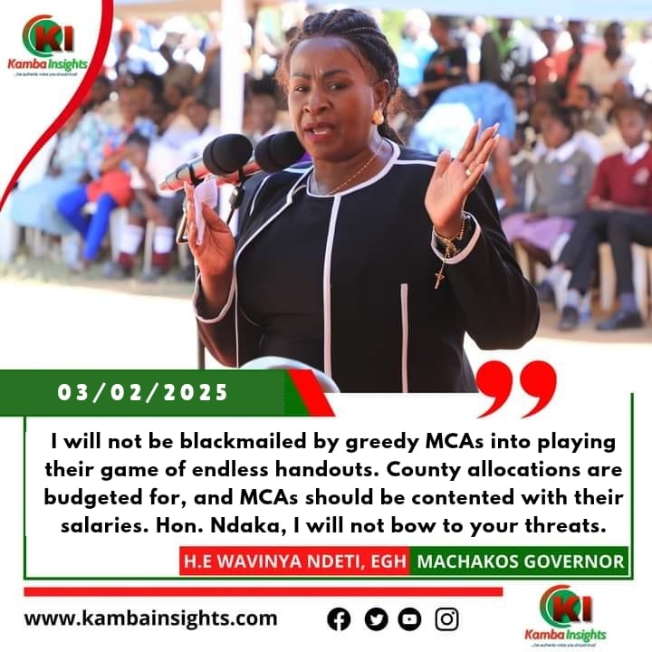 Will Wavinya Ndeti tell us "yaliyo ndwele sipite" when we will be demanding accountability? She has involved her entire family in stealing from the county. Who's Charles Oduwale ? Your inner circle is even ashamed of the way you have been looting.
