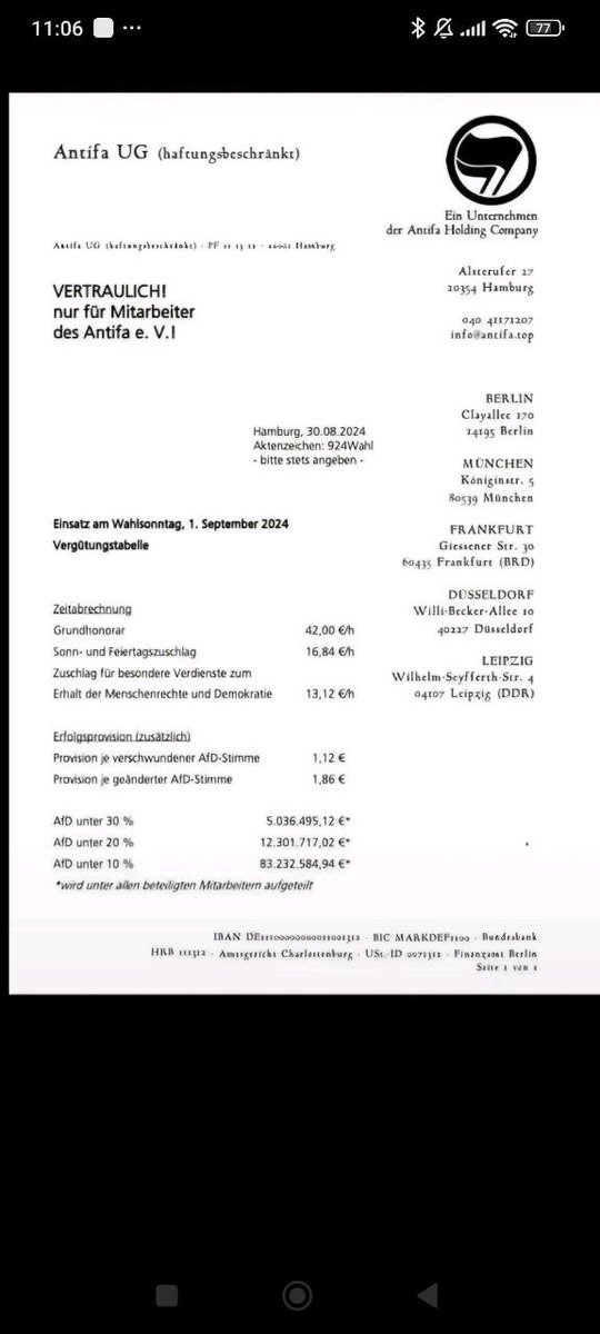 Antifa UG zahlt Provision wenn Wahlzettel der AfD ungültig gemacht werden!